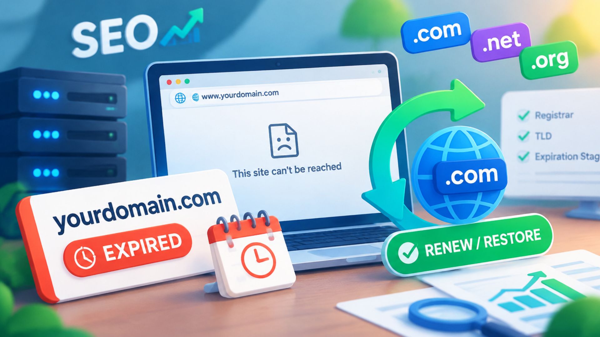 website down after domain expiration